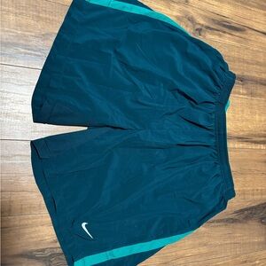 Nike Teal and Blue Sports Shorts